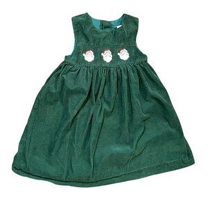 Green Santa Smocked Corduroy Dress 4/5